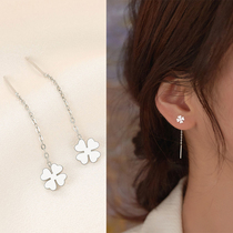 999 sterling silver earrings female four leaf clover earrings 2021 new trend tassel earrings female temperament Joker