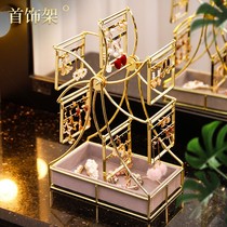 Creative ear ring frame rotating jewelry frame household earring storage frame large capacity light luxury luxury high-end dressing table storage box