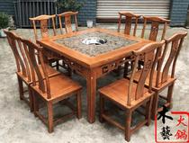 Factory direct marble solid wood hot pot table and chair Cabinet type hot pot table long square table
