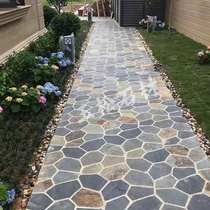 Natural Green Slate Garden Courtyard Ice Cracks Net Patch Villa Antique Rust Color Floor Tiles Irregular and paved road stone