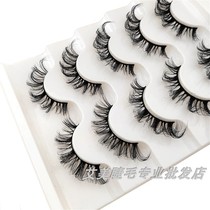 Mascara America and Europe thick and dense five pairs of black wire stalk false eyelash 3D solid cluster shape front short rear long curly eyelash
