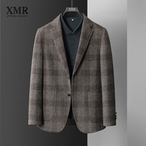  Classic plaid wool blazer mens Korean version of the trend autumn small single west high-end mens casual suit top