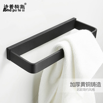 Bathroom towel ring Full copper towel ring Toilet wall perforated square hanging ring wall mounted towel rack black