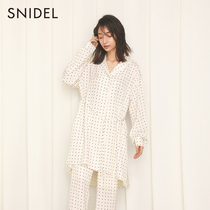 SNIDEL HOME Spring Summer Vintage Print Satin Lace Long Shirt Pajamas SHFB211024