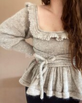 Vanessa Palace Wind Band Ruffle Square Collar Pullover Ano Chinese Weaving Graphic Text Description Drawings