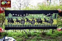 Batik painting Guizhou Miao handmade batik national characteristics batik decoration wall-mounted car Horse battle 120*40