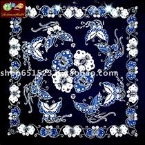 Batik tablecloth Guizhou Miao batik Batik painting decoration wall-mounted small tablecloth butterfly flower 93 * 93CM