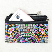 Guangxi national characteristics double-sided embroidered fabric double-layer cross-over bag womens bag change mobile phone bag