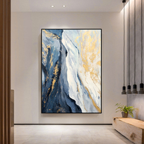 Dafen Village Light Luxury Vertical Oil Painting Minimal Hand-painted Gold Foil Abstract Painting Living Room Restaurant Home Entrance Decorative Painting