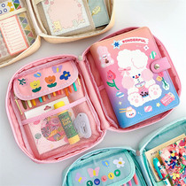 Cute Handbook storage kit girl heart multifunctional pen bag large capacity hand account tape sticker stationery box