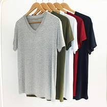 Mens Modal T-Shirt Summer V-neck Short Sleeves Thin Leggings Crewneck Top Loose Oversize Fat GG Pajamas