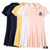 golf Women Spring Summer Short Sleeve Dress golf Sports Tennis Skirt Pleated Medium-length dress Jersey Clothing