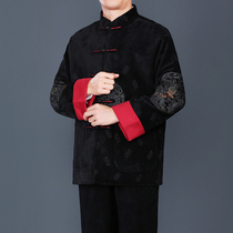 Baifulong high-end mens Tang suit autumn and winter coat father birthday Tang suit National style high-end Chinese banquet