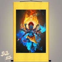 Filth trail King Kong portrait Large filth trail King Kong Buddha statue picture scroll shaft hanging painting Buddha Hall land and water painting silk cloth painting customization