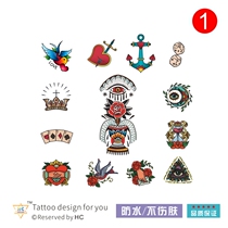 Original oldschool flower arm tattoo stickers cartoon waterproof durable tattoo fashion fashion Europe and America Japan Korea