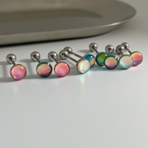 PEACHI wears 1 2 fine poles of alcohol nail titanium steel flash tongue ring spicy baby puncture