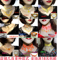 Golden yellow neck female neck ornaments handmade accessories accessories black female neck jewelry fake collar crystal choker