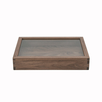 Black walnut storage box traditional dovetail tenon structure transparent glass cover display box wooden box storage box