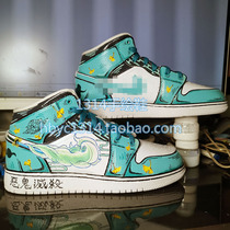 1314 hand-painted shoes AJ1 to transform the blade of ghost killing when there is no Ichiro graffiti DIY customization