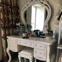 Dressing table European solid wood paint bedroom dressing table Simple modern pastoral Ivory white small apartment dressing table