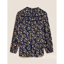 British 08 28 famous MS womens new fashion floral long-sleeved slim all-match shirt