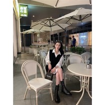 One-piece set Spring and Autumn New Korean loose striped long sleeve shirt sweater vest two-piece female