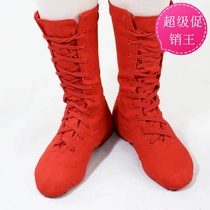 Red dance shoes dance shoes canvas extended jazz boots dance boots high hand training shoes square dance shoes 1033 promotion