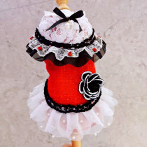 Pet cat dog Pearl Flower small fragrant wind skirt Bear foam original autumn and winter warm clothes can be customized