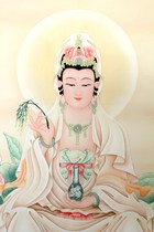 South China Sea Guanyin portrait hanging painting HD Buddhas living room country painting Buddha statue Buddha statue Buddha Saba Three Holy hanging like a shrine to the knot