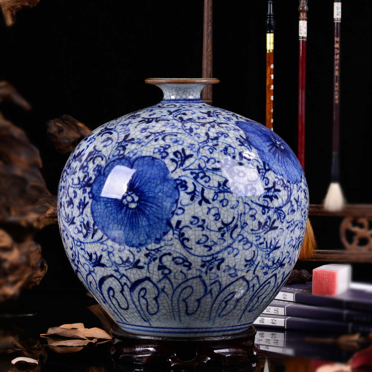 [$39.68] Ceramic vases, antique, hand-painted blue and white porcelain