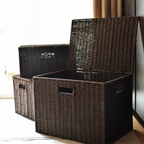 Pastoral grass Vine woven storage basket household covered wardrobe storage box sundries finishing box snack frame storage basket