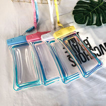Color light inflatable mobile phone waterproof bag touch screen transparent sealed multi-color floating mobile phone universal swimming snorkeling waterproof cover
