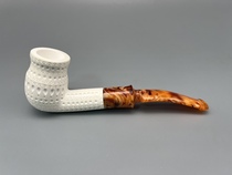 Turkish master F YAVUZ Fernan Yavuz new carved flower basket meerschaum pipe K160