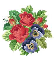 Cross stitch electronic drawings 7437 European rose purple flower bouquet 134w * 138H 33 color PAT source file