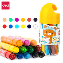Del 72054 colorful stick dazzling painting stick water soluble silky rotating oil painting stick crayon 12 color children oil painting stick