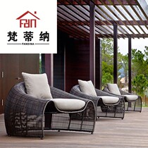 Outdoor leisure waterproof creative furniture rattan chair Three-piece rattan sofa combination Balcony small table and chair Outdoor