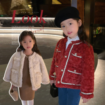 Chenchen mother girl dress foreign style small fragrant wind lamb wool coat fashionable Han fan 2021 New Tide clothes autumn and winter clothes