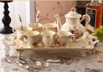 European-style coffee cup Coffee cup high-grade eight-head set Wedding English ceramic flower tea Afternoon tea Tea set