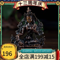 Nepal Buddhist supplies Copper handmade tantric small buddha statue Copper green mother Buddha statue