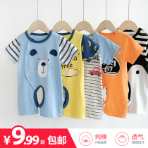 Baby pure cotton short sleeve open crotch one-piece clothes male summer clothes born toddler baby girl 3 months 6 khays