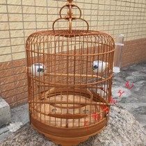 Guangcage Luohan circle five waves of bamboo Qingyuan Jinqing small black white swallow cage wide bird cage embroidered eye old bamboo cage