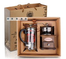Grinding bean machine press pot set Coffee utensils activity gift hand-cranked coffee grinder gift box