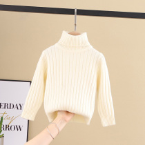 Girls turtleneck children's warm knitwear bottoming shirt pullover boy white sweater baby autumn and winter sweater