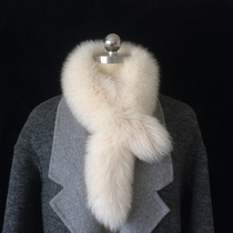 Feather beam imported fox fur solid color double-sided scarf womens autumn and winter new fur real fur scarf warm fashion