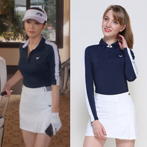 Golf womens set Autumn long sleeve T-shirt short skirt two-piece golf clothes women outdoor sportswear