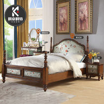 American pastoral style solid wood bed complete set of furniture 1 5 meters bed nightstand dresser Bedroom set combination