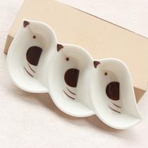 Creative cartoon ceramic tableware three-plate plate ceramic seasoning dish Japanese household vinegar dish sauce dish