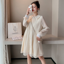 Pregnant womens dress autumn 2021 new womens long pregnant womens clothing autumn loose Spring and Autumn Tide mother can breastfeeding skirt