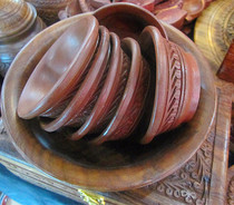 Pakistan national characteristic handicrafts imported walnut wood handmade rice bowl set environmental protection