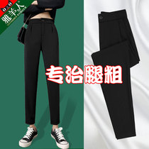 Haren pants womens pants spring and autumn suit pipe casual thin summer thin black nine-point chiffon working trousers